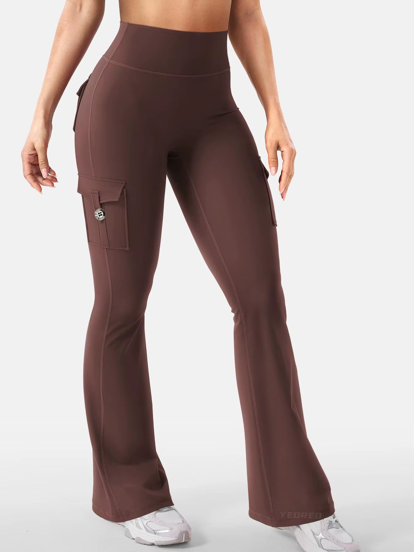 Essential Women'S Fitness Pants: High-Waisted Flared Workout Pants with Pockets, Shaping and Tummy-Control Fitness Pants.